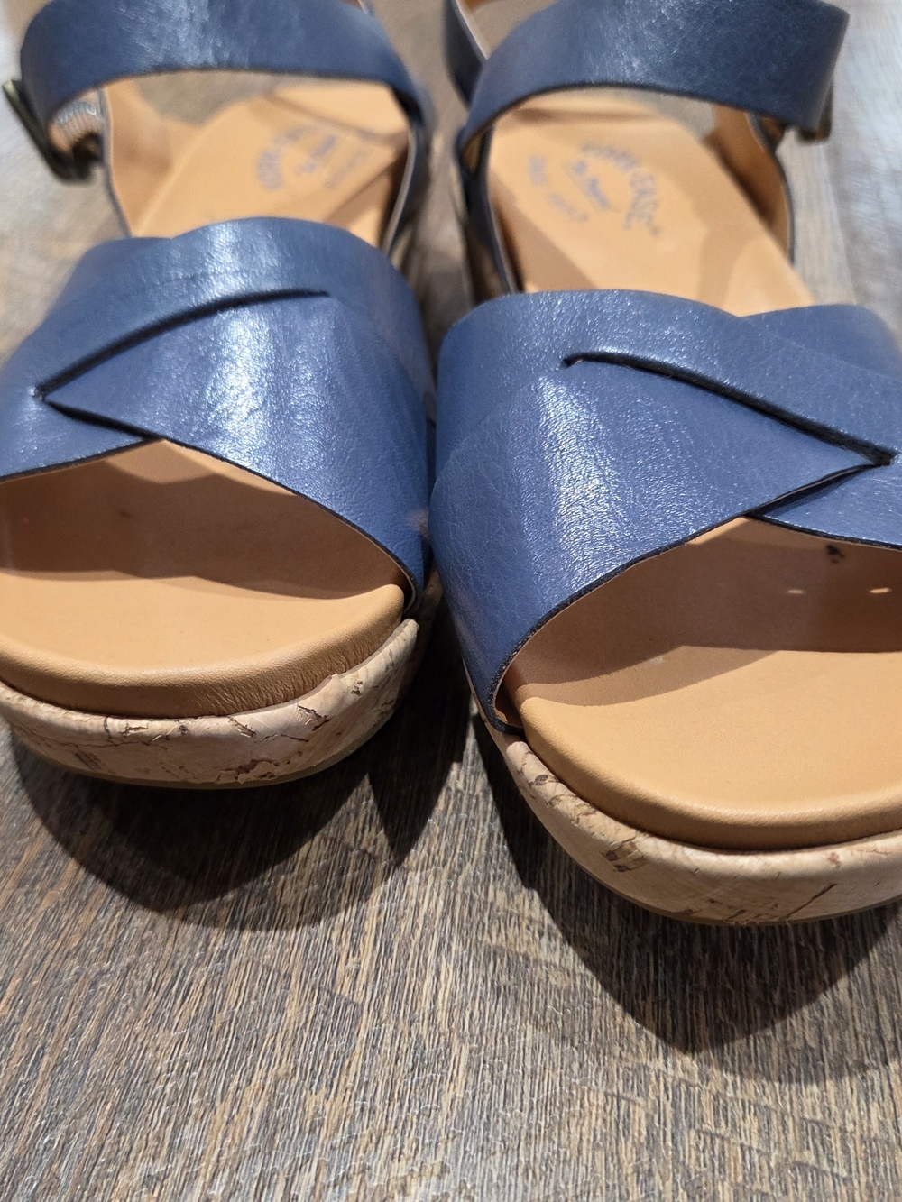 Kork-Ease Womens Blue Cork Wedge Sandals Size 8M - Picture 3 of 10